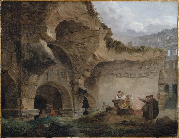 ROBERT, Hubert Washerwomen in the Ruins of the Colosseum Germany oil painting art